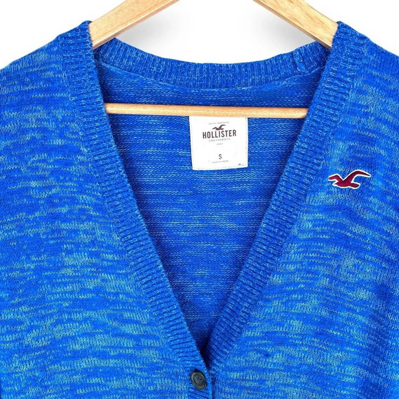 Hollister Women's Blue Knit Long Line Open Front Cardigan Sweater Size Small - Picture 3 of 13